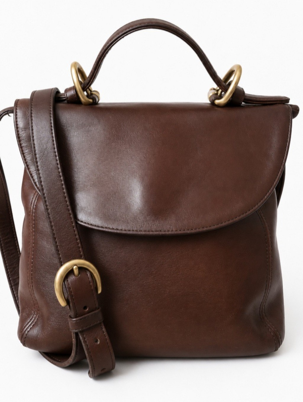 Vintage Coach Soho Legacy Flap Mahogany Leather Top-Handle Brass Hardware